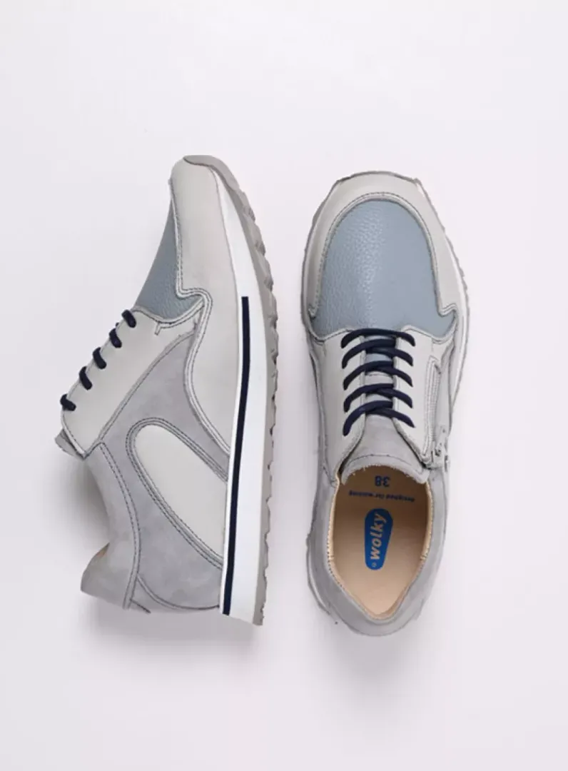 DAMES Wolky Lage Veterschoenen|Wandelschoenen<e-Go S2F - blauw combi stretch leer