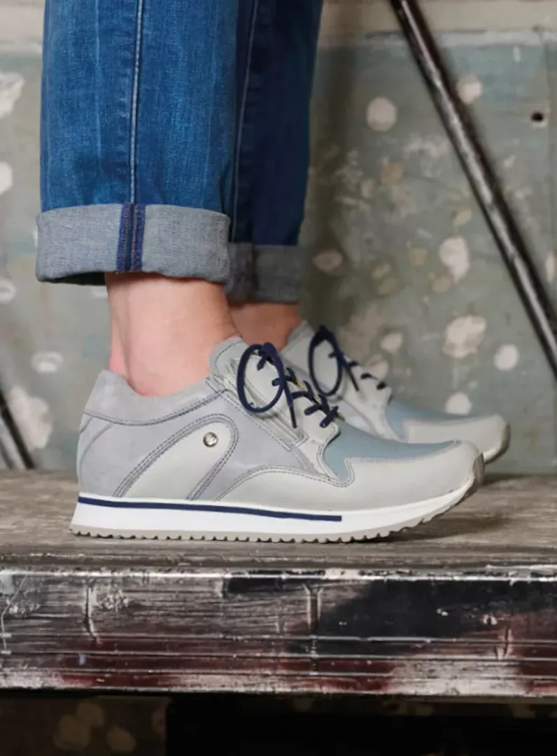 DAMES Wolky Lage Veterschoenen|Wandelschoenen<e-Go S2F - blauw combi stretch leer