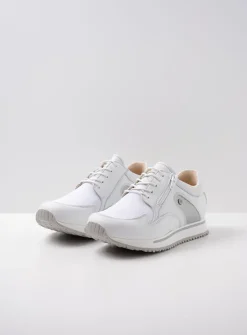 DAMES Wolky Lage Veterschoenen|Wandelschoenen<e-Go S2F - wit/zilver stretchleer