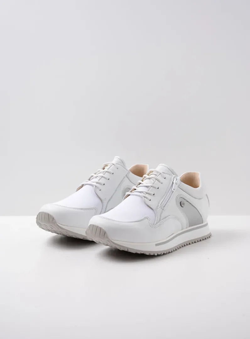 DAMES Wolky Lage Veterschoenen|Wandelschoenen<e-Go S2F - wit/zilver stretchleer