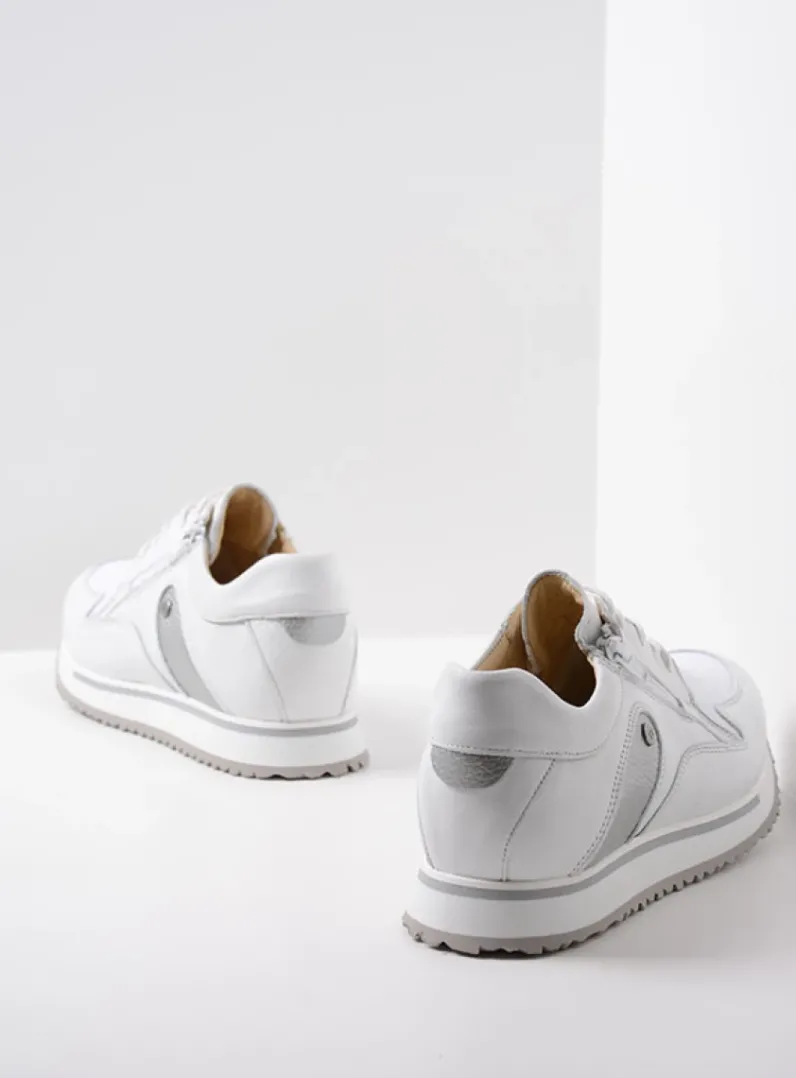 DAMES Wolky Lage Veterschoenen|Wandelschoenen<e-Go S2F - wit/zilver stretchleer