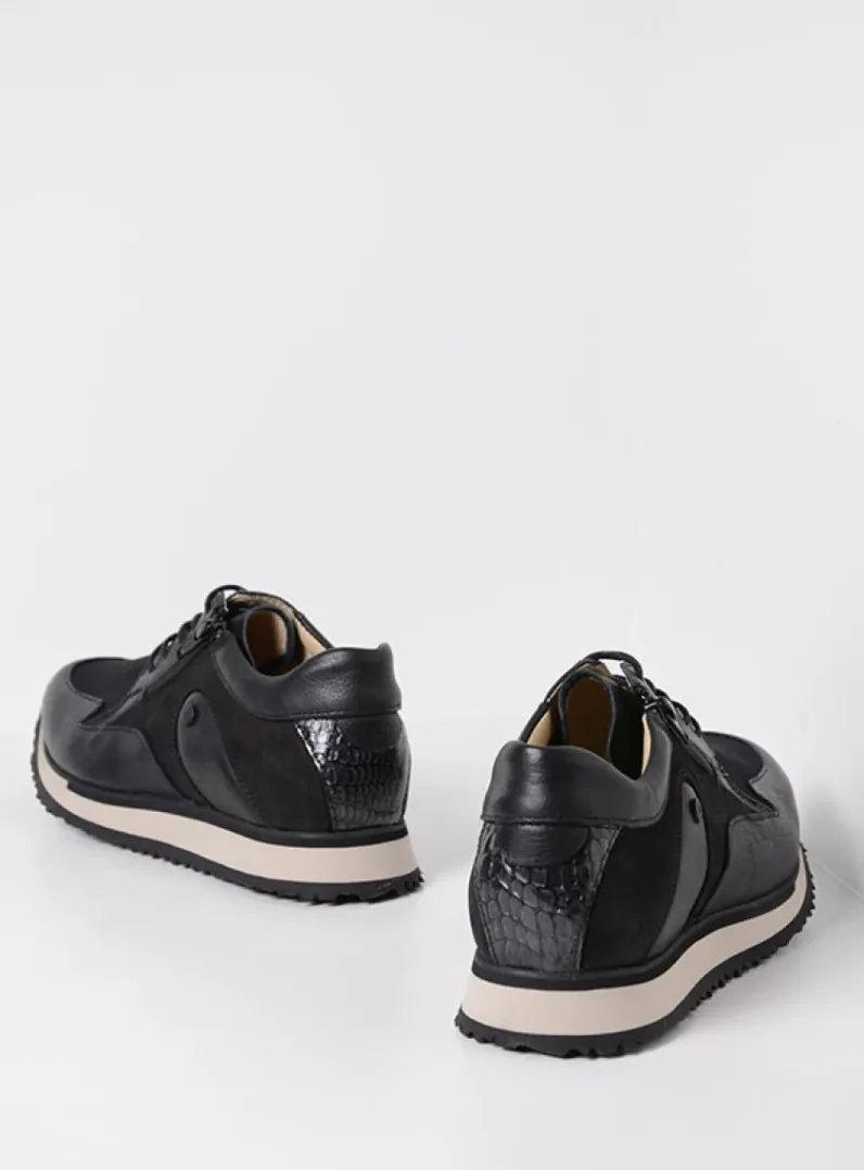 DAMES Wolky Lage Veterschoenen|Wandelschoenen<e-Go S2F - zwart combi stretchleer