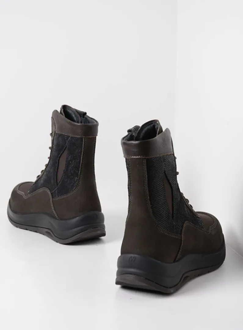DAMES Wolky Hoge Veterschoenen|Veterlaarzen<Ellon S2F - asfalt stretchleer