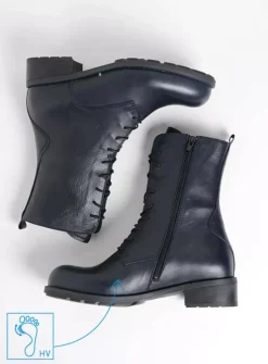 DAMES Wolky Veterlaarzen|Halfhoge Laarzen<Emery HV - blauw leer