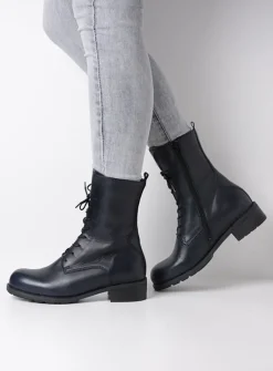 DAMES Wolky Veterlaarzen|Halfhoge Laarzen<Emery HV - blauw leer