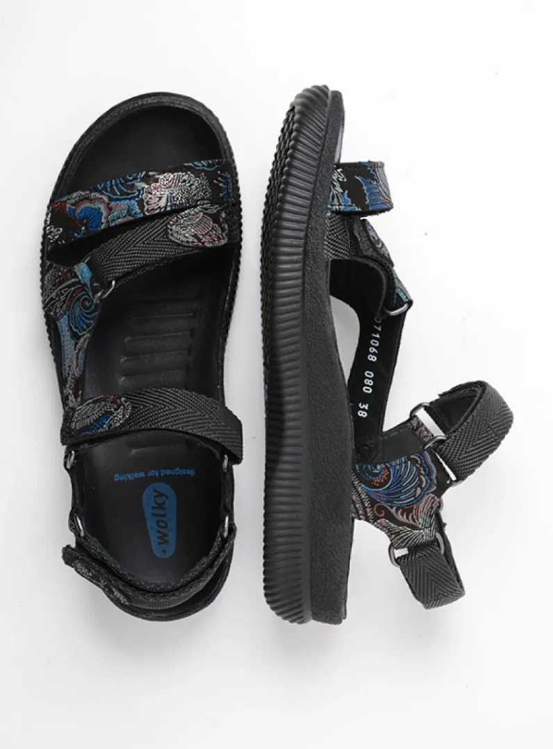 DAMES Wolky Sandalen<Energy Lady - zwart/blauw suede