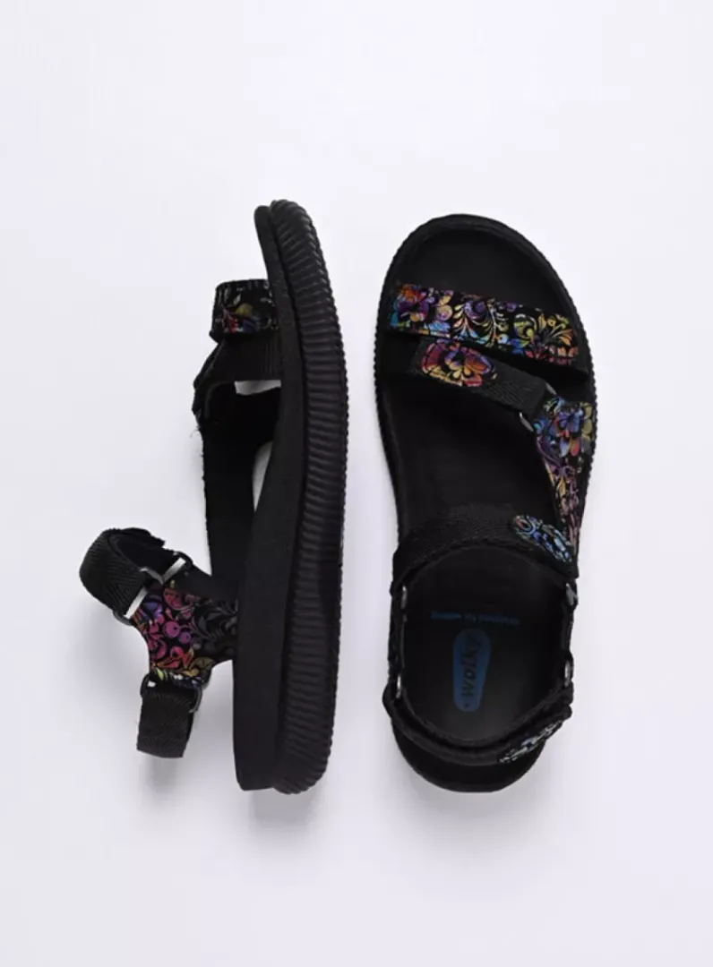DAMES Wolky Sandalen<Energy Lady - zwart/multi flower nubuck
