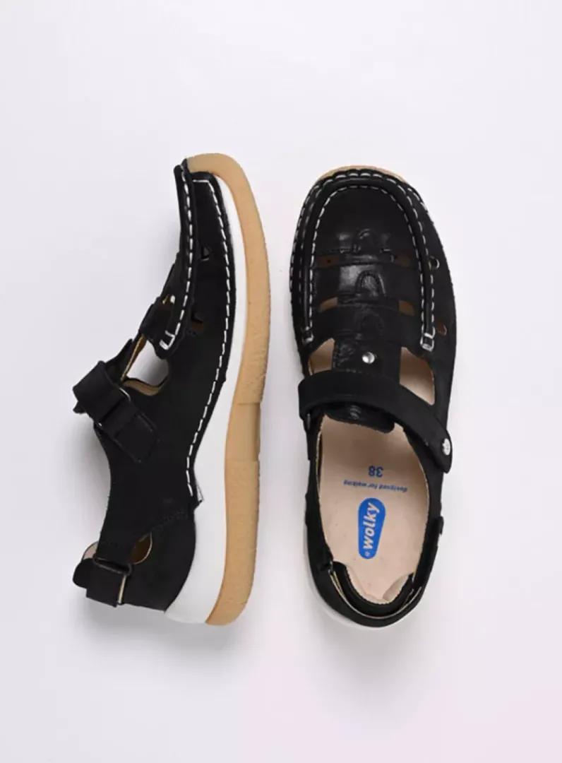 DAMES Wolky Bandschoenen<Esperanza - zwart effectleer