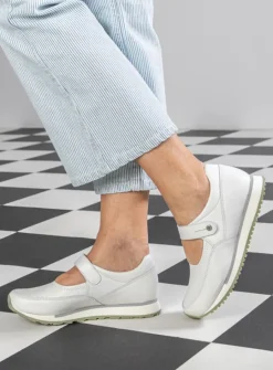 DAMES Wolky Wandelschoenen|Bandschoenen<e-Step - wit/lichtgroen leer