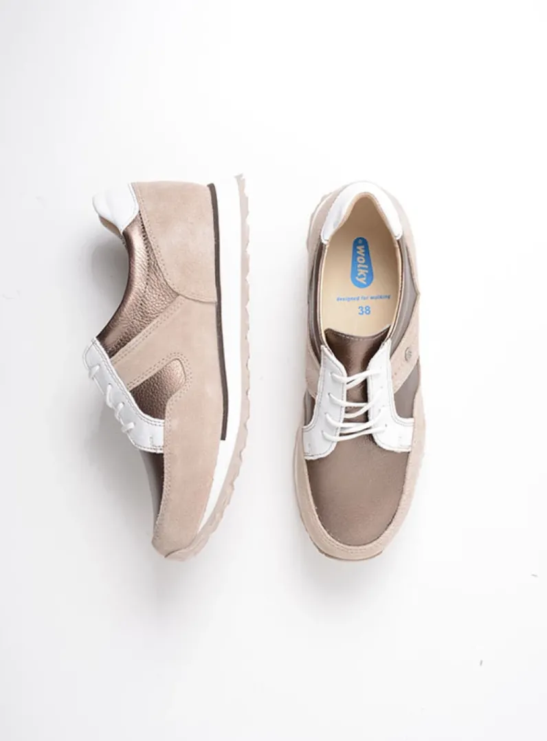 DAMES Wolky Lage Veterschoenen|Wandelschoenen<e-Walk - safari/brons leer