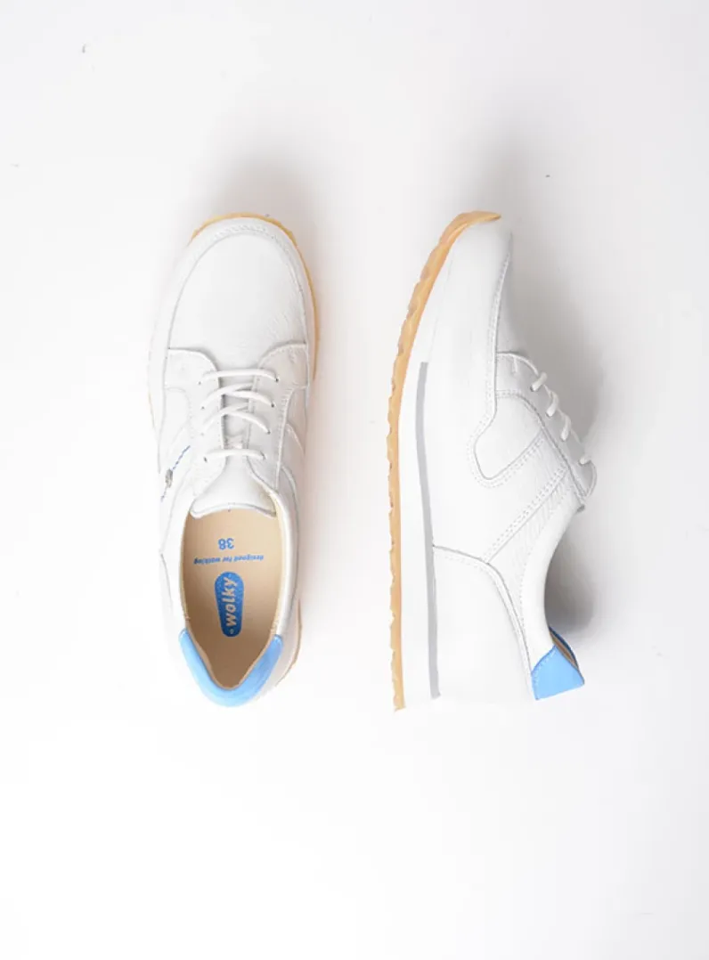 DAMES Wolky Lage Veterschoenen|Wandelschoenen<e-Walk - wit/blauw leer