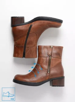 DAMES Wolky Halfhoge Laarzen|Enkellaarsjes<Fairview XW - cognac leer
