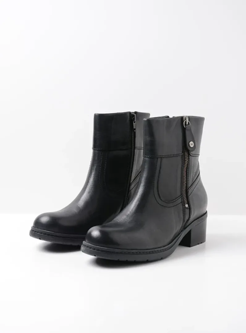 DAMES Wolky Halfhoge Laarzen|Enkellaarsjes<Fairview XW - zwart leer