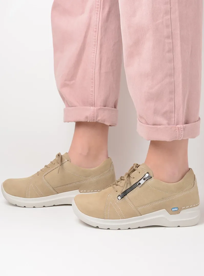 DAMES Wolky Lage Veterschoenen|Wandelschoenen<Feltwell - beige nubuck