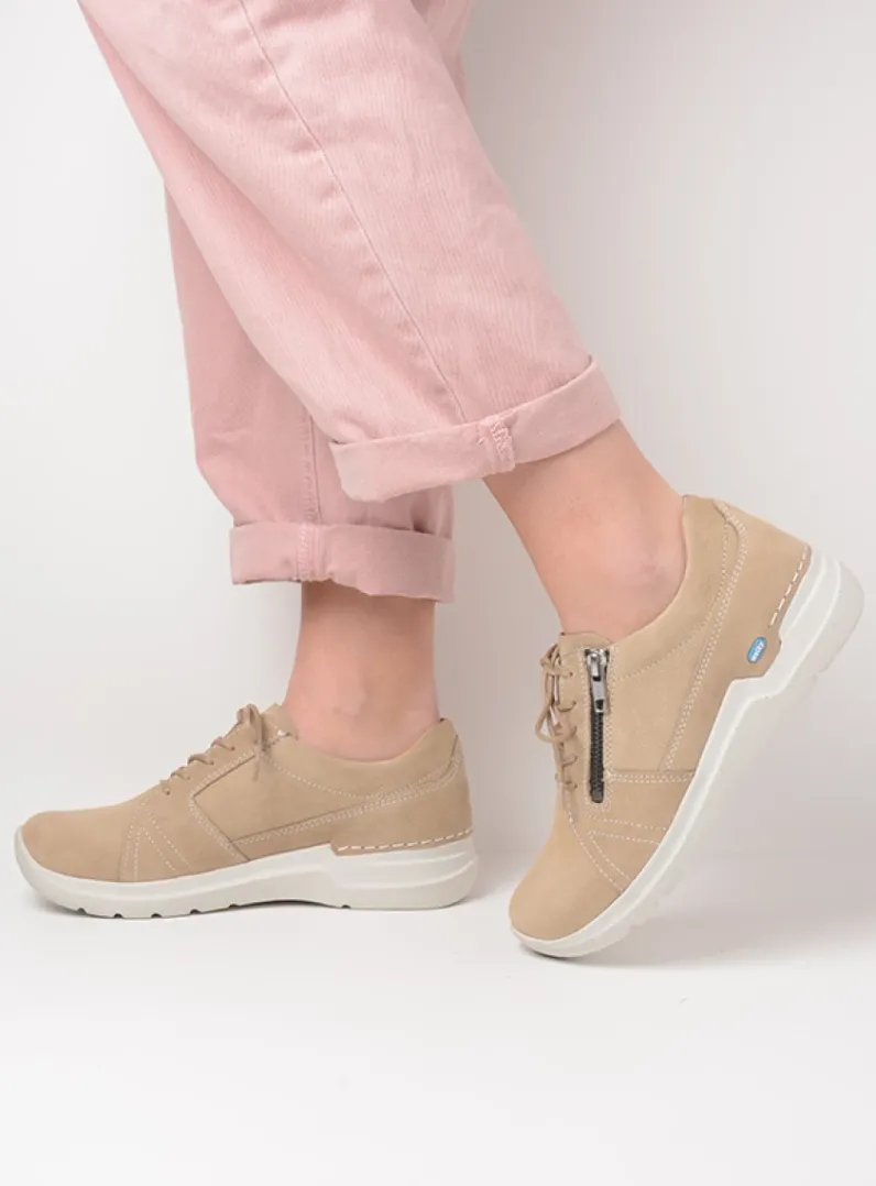 DAMES Wolky Lage Veterschoenen|Wandelschoenen<Feltwell - beige nubuck