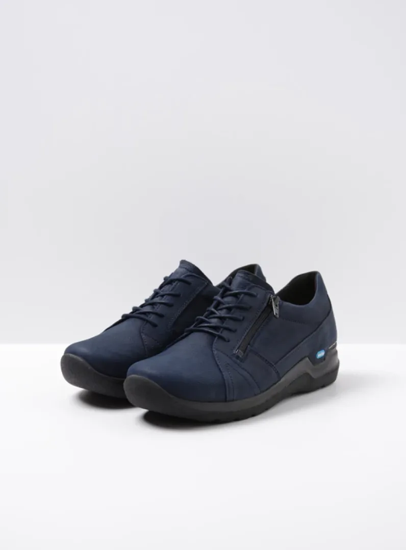 DAMES Wolky Lage Veterschoenen|Wandelschoenen<Feltwell - blauw nubuck