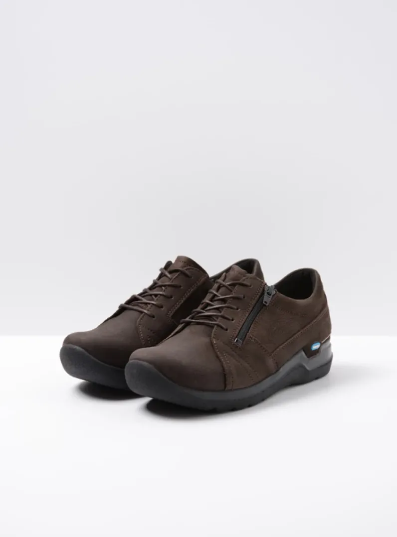 DAMES Wolky Lage Veterschoenen|Wandelschoenen<Feltwell - donkerbruin nubuck