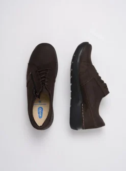 DAMES Wolky Lage Veterschoenen|Wandelschoenen<Feltwell - donkerbruin nubuck