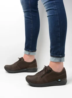 DAMES Wolky Lage Veterschoenen|Wandelschoenen<Feltwell - donkerbruin nubuck