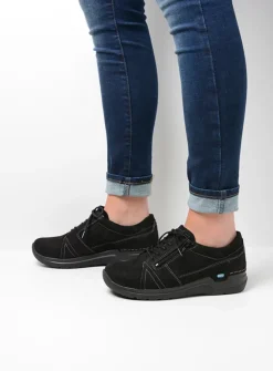 DAMES Wolky Lage Veterschoenen|Wandelschoenen<Feltwell - zwart nubuck