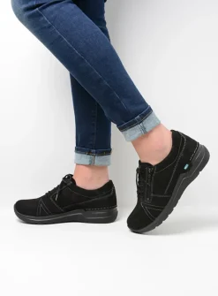 DAMES Wolky Lage Veterschoenen|Wandelschoenen<Feltwell - zwart nubuck
