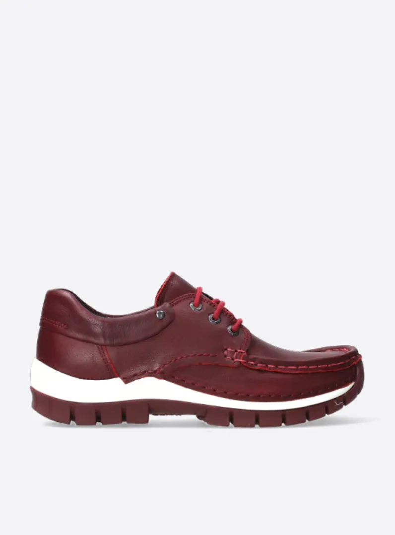 DAMES Wolky Lage Veterschoenen|Herfst/Winter<Fly - donkerrood leer