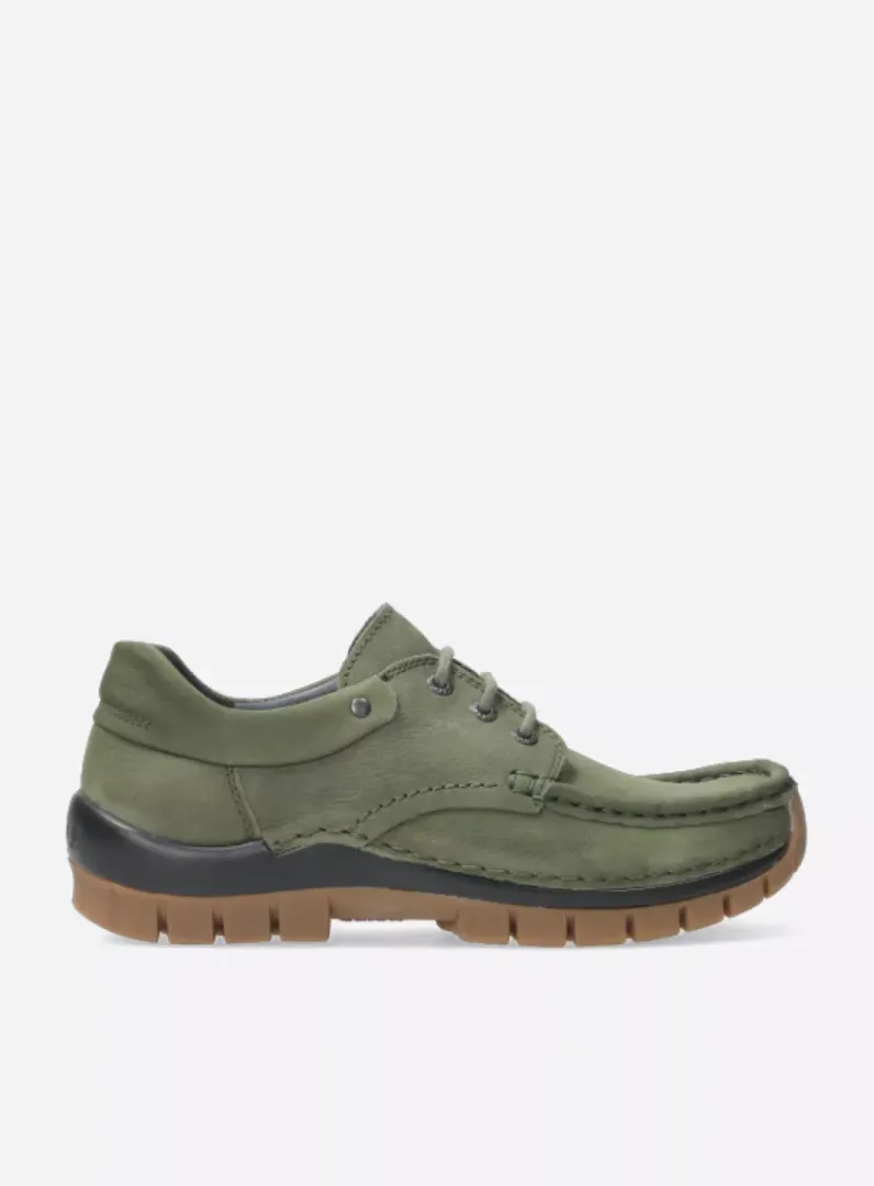 DAMES Wolky Lage Veterschoenen|Herfst/Winter<Fly - pesto groen nubuck