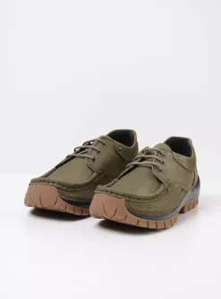 DAMES Wolky Lage Veterschoenen|Herfst/Winter<Fly - pesto groen nubuck