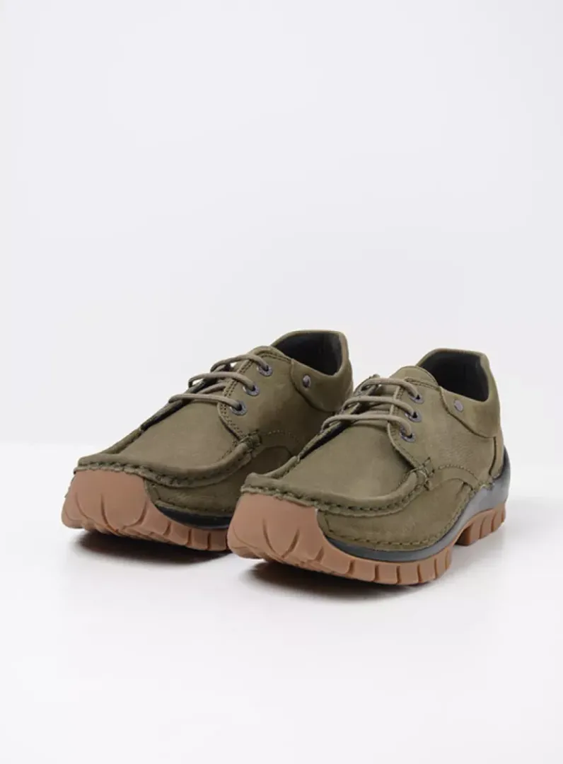 DAMES Wolky Lage Veterschoenen|Herfst/Winter<Fly - pesto groen nubuck