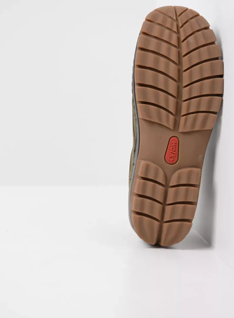 DAMES Wolky Lage Veterschoenen|Herfst/Winter<Fly - pesto groen nubuck