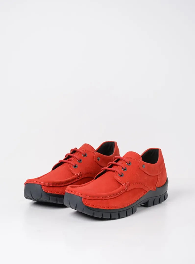 DAMES Wolky Lage Veterschoenen|Herfst/Winter<Fly - rood nubuck