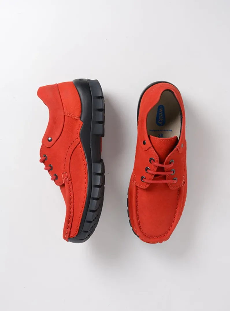 DAMES Wolky Lage Veterschoenen|Herfst/Winter<Fly - rood nubuck