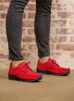 DAMES Wolky Lage Veterschoenen|Herfst/Winter<Fly - rood nubuck