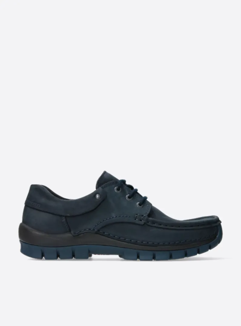 Heren Wolky Veterschoenen Heren|Comfortschoenen Heren<Fly men - blauw nubuck