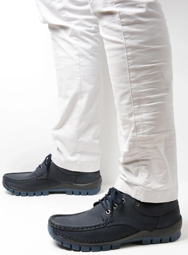 Heren Wolky Veterschoenen Heren|Comfortschoenen Heren<Fly men - blauw nubuck