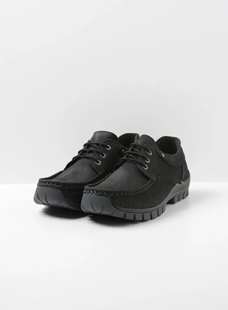Heren Wolky Veterschoenen Heren|Comfortschoenen Heren<Fly men - zwart nubuck