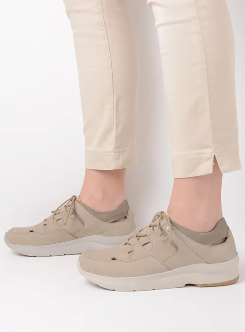 DAMES Wolky Lage Veterschoenen|Wandelschoenen<Galena - beige nubuck
