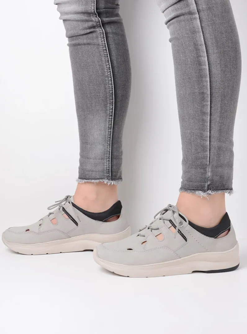 DAMES Wolky Lage Veterschoenen|Wandelschoenen<Galena - lichtgrijs nubuck