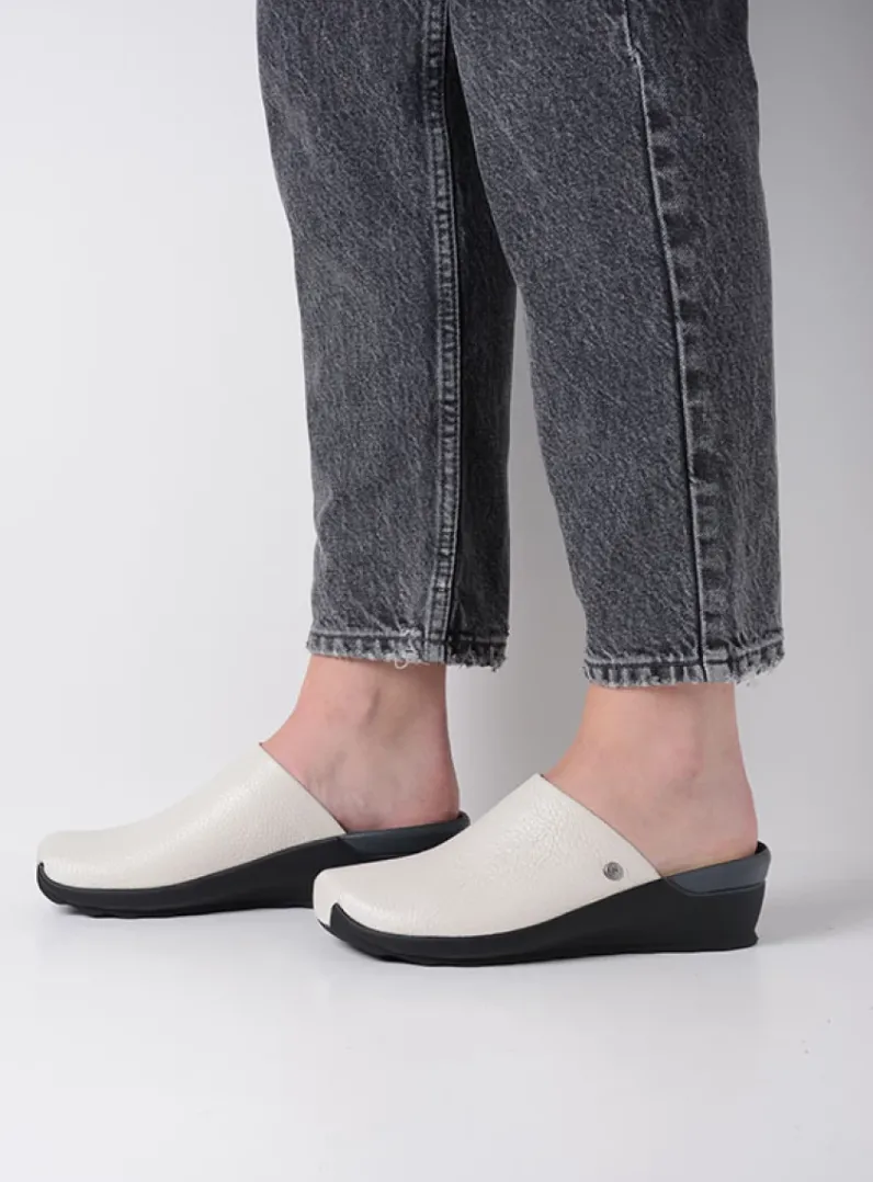 DAMES Wolky Slippers|Klompen<Go - creme wit leer