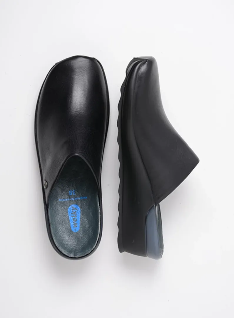 DAMES Wolky Slippers|Klompen<Go - zwart leer