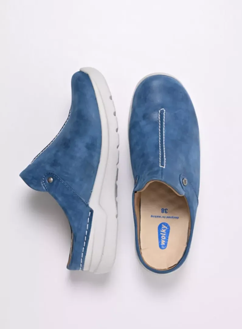 DAMES Wolky Slippers|Klompen<Holland DB - blauw effectleer
