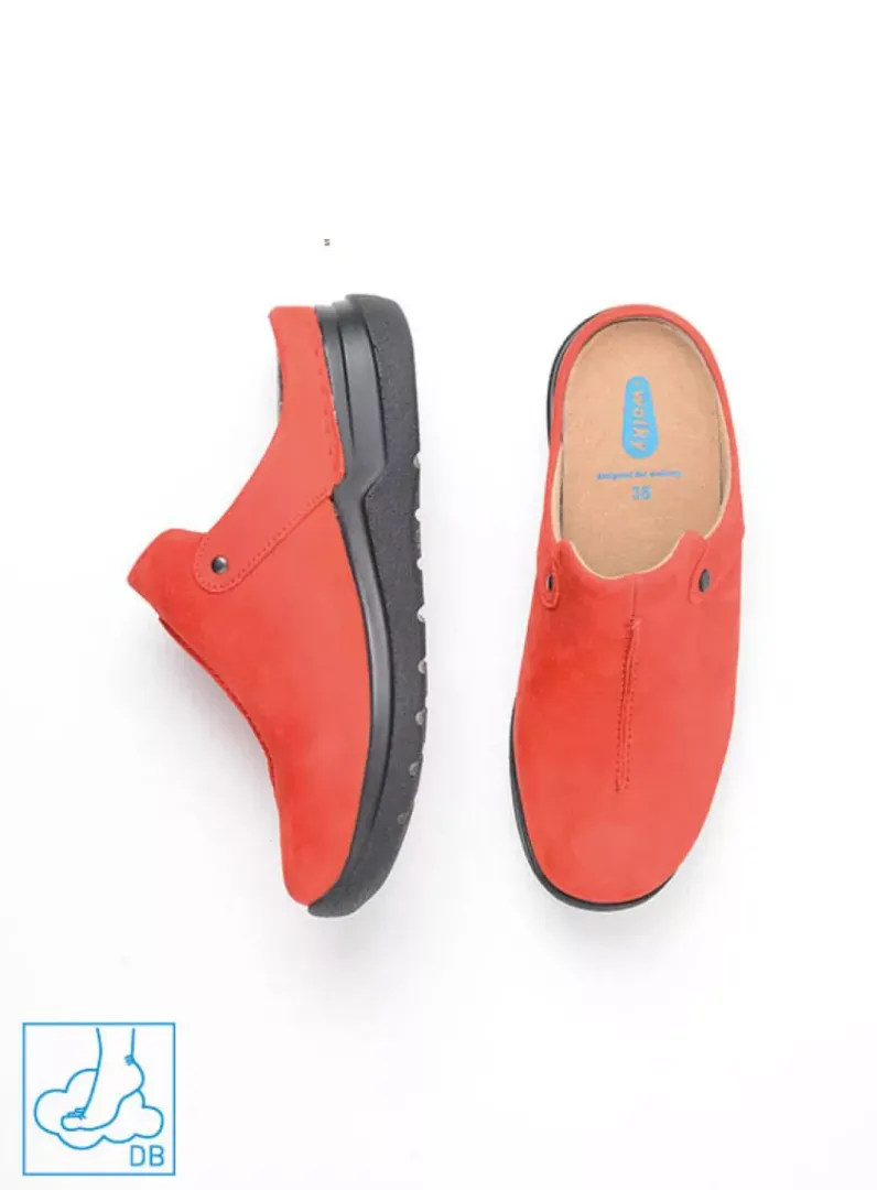 DAMES Wolky Slippers|Klompen<Holland DB - donkerrood nubuck