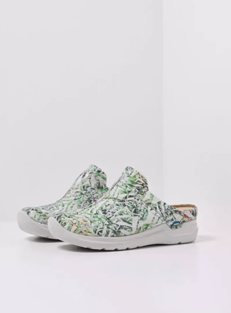 DAMES Wolky Slippers|Klompen<Holland DB - gebroken wit/groen nubuck