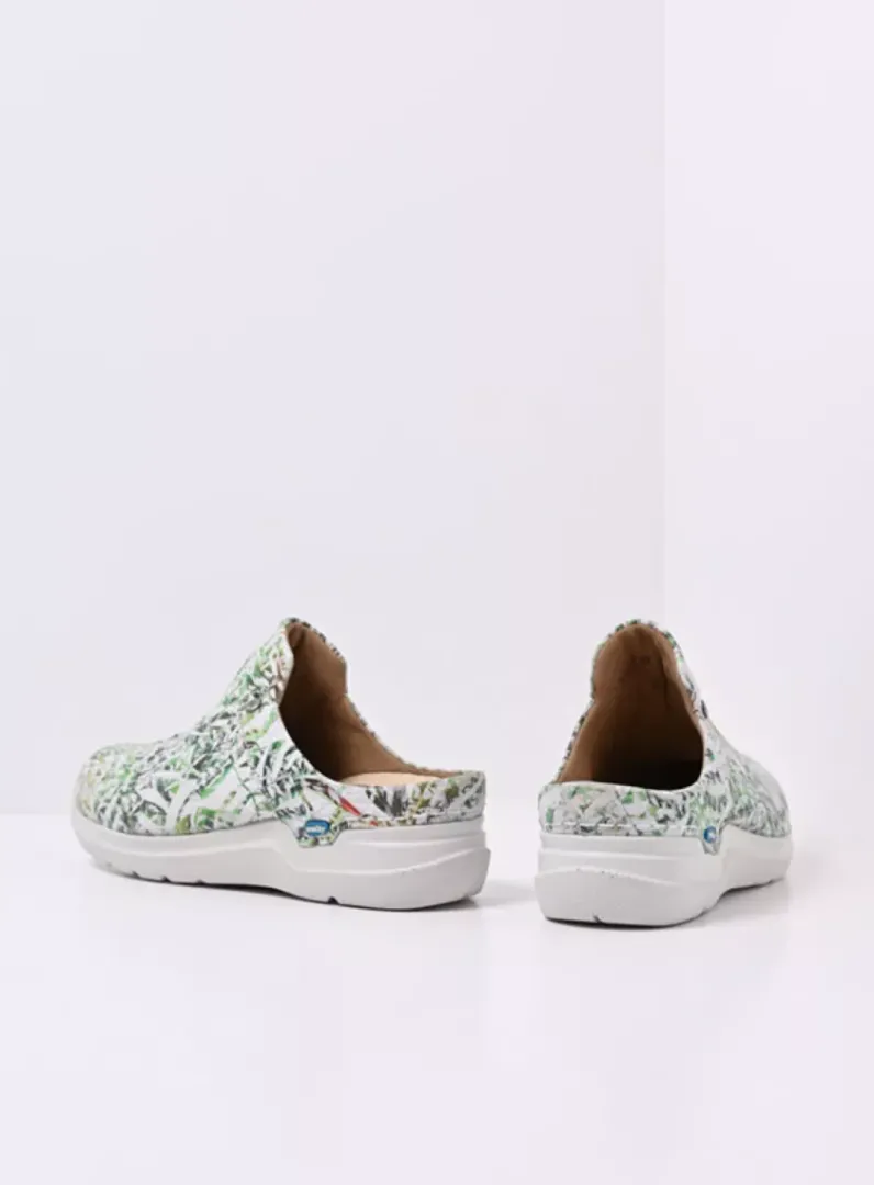 DAMES Wolky Slippers|Klompen<Holland DB - gebroken wit/groen nubuck