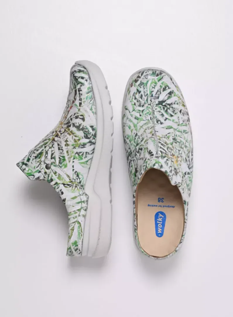 DAMES Wolky Slippers|Klompen<Holland DB - gebroken wit/groen nubuck