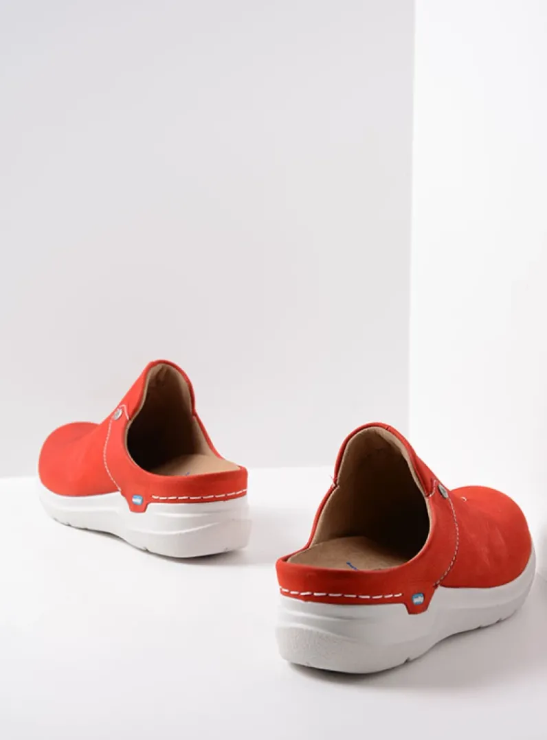 DAMES Wolky Slippers|Klompen<Holland DB - rood nubuck