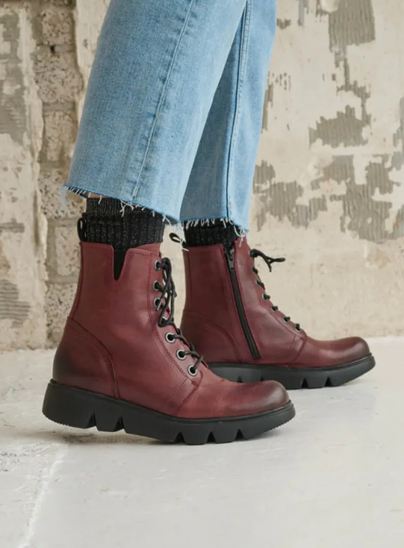 DAMES Wolky Hoge Veterschoenen|Veterlaarzen<Hope XW - bordeauxrood leer