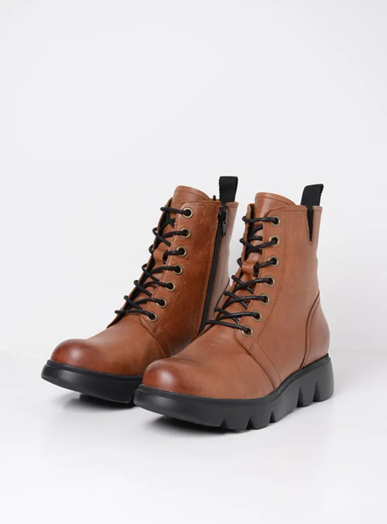 DAMES Wolky Hoge Veterschoenen|Veterlaarzen<Hope XW - cognac leer
