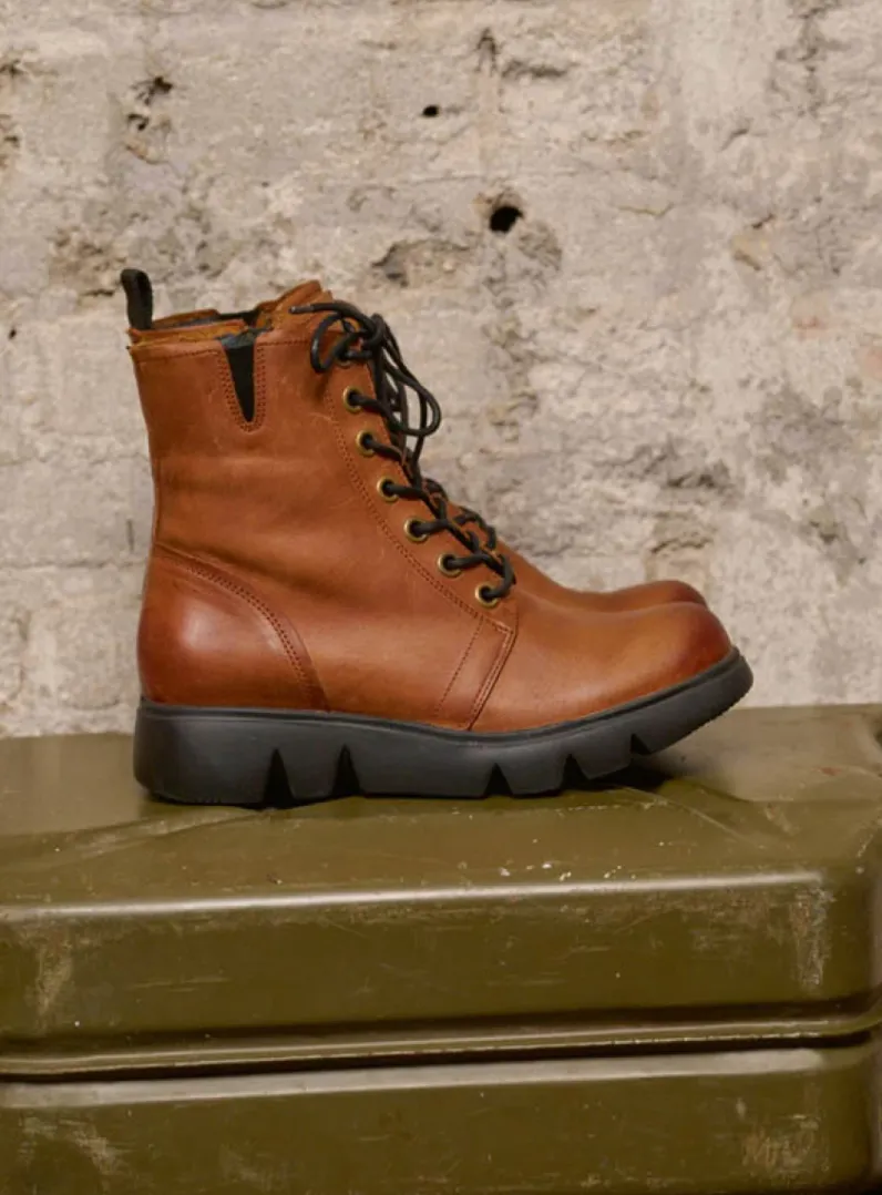 DAMES Wolky Hoge Veterschoenen|Veterlaarzen<Hope XW - cognac leer