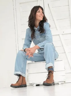 DAMES Wolky Hoge Veterschoenen|Veterlaarzen<Hope XW - cognac leer